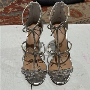 INC International Concepts Silver Floral Heels